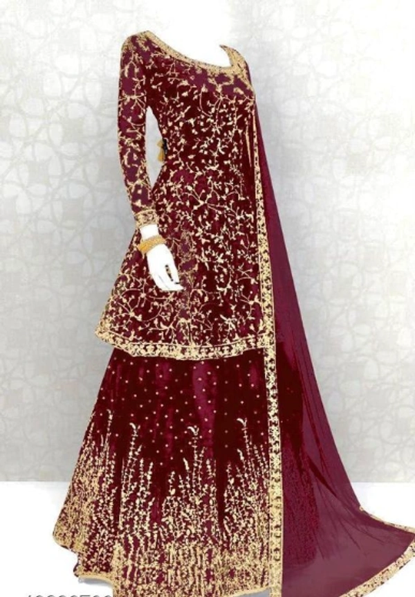 CHARVI DRISHYA Semi Stitched    Women Lehenga  - Free Size, Maroon, semi Stitched, Multipack 1